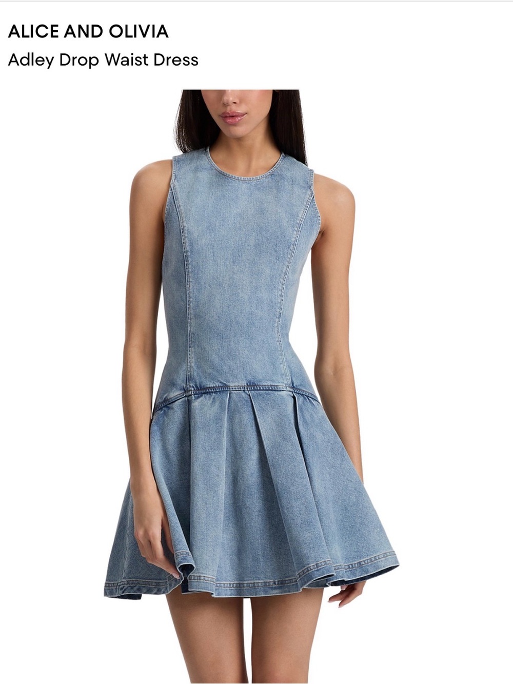 Alice + Olivia Light Blue Sleeveless Denim Drop-Waist Dress